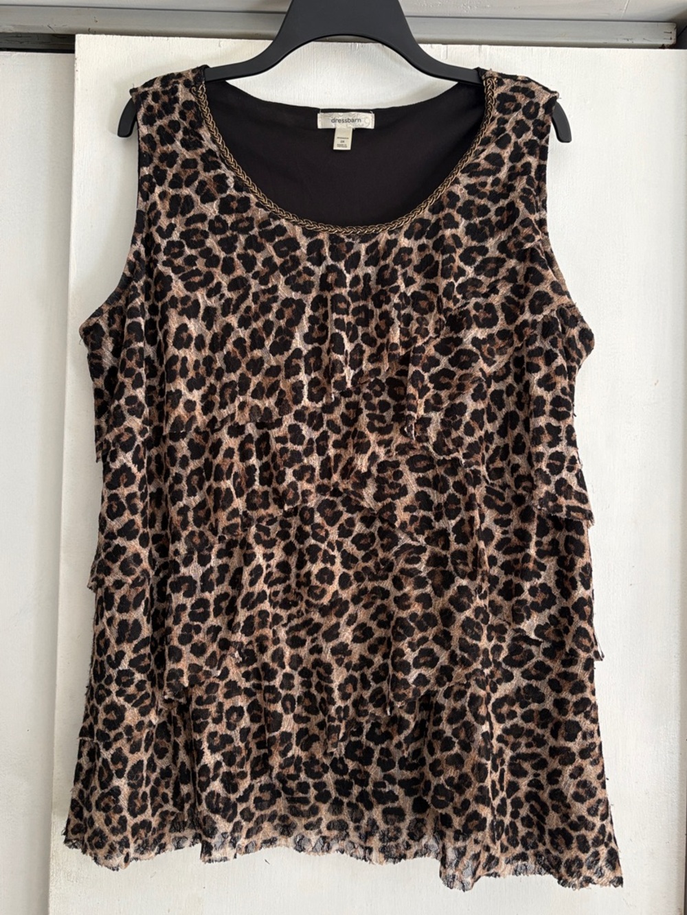 Dress Barn Leopard-Print Layered Sleeveless Top - Brown/Black